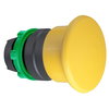 Mushroom push button head Ø40, plastic, yellow, Ø22, spring return