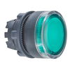 Green flush illuminated pushbutton head Ø22 spring return for BA9s bulb