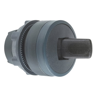 Black selector switch head Ø22 2-position stay put