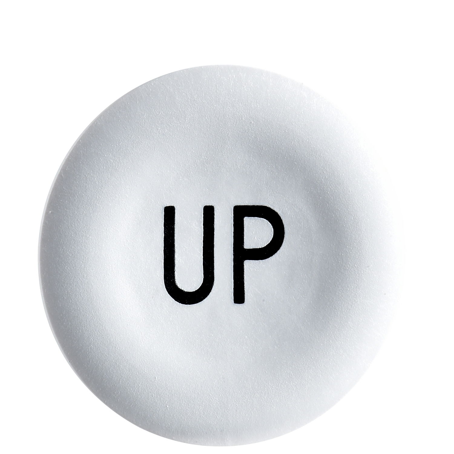White cap marked UP for circular pushbutton Ø22