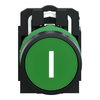 Harmony XB5, Push button, plastic, flush, green, Ø22, spring return, marked I, 1 NO