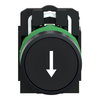 Push button, plastic, flush, black,Ø22, spring return, marked DOWN ARROW, 1 NO