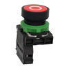 Red flush complete pushbutton Ø22 spring return 1NC "O"