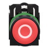 Red flush complete pushbutton Ø22 spring return 1NC "O"