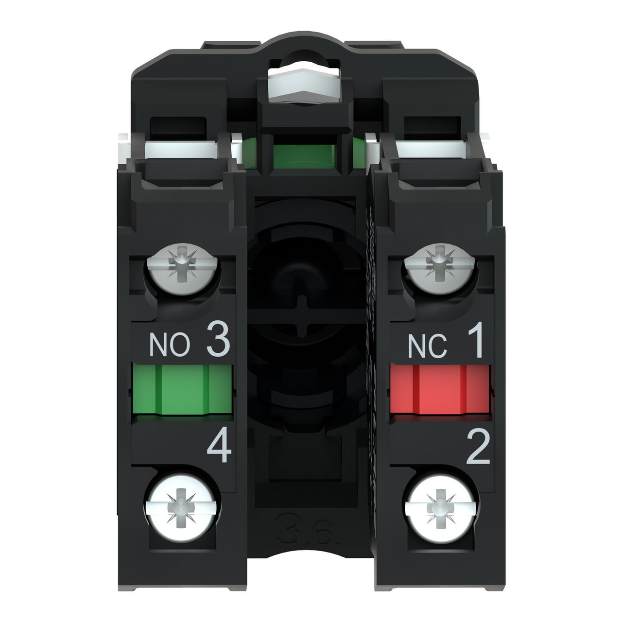 Harmony XB5, Push button, plastic, flush, red, Ø22, spring return, unmarked, 1 NO + 1 NC – Image 2 of 9