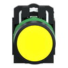 Push button, plastic, flush, yellow, Ø22, spring return, unmarked, 1 NO