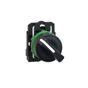 Selector switch, plastic black, Ø22, 2 positions, stay put, 1 NO