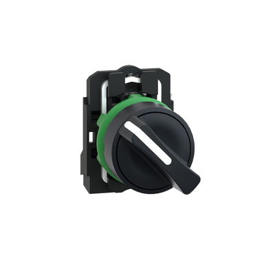 Selector switch, plastic black, Ø22, 2 positions, stay put, 1 NO