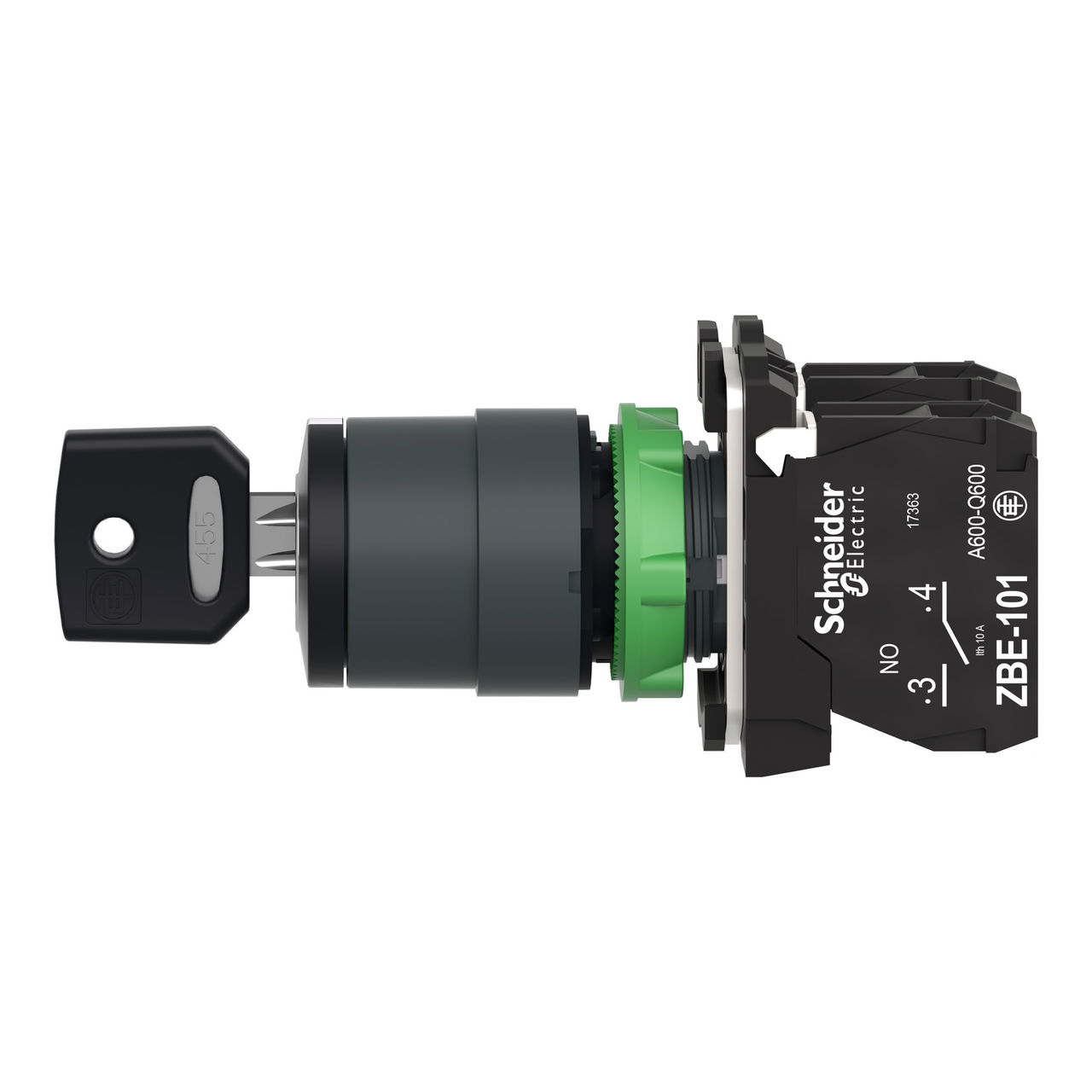 Harmony XB5, Key switch selector, plastic, black, Ø22, key n°455, 3 positions, stay put, 2 NO – Image 7 of 9