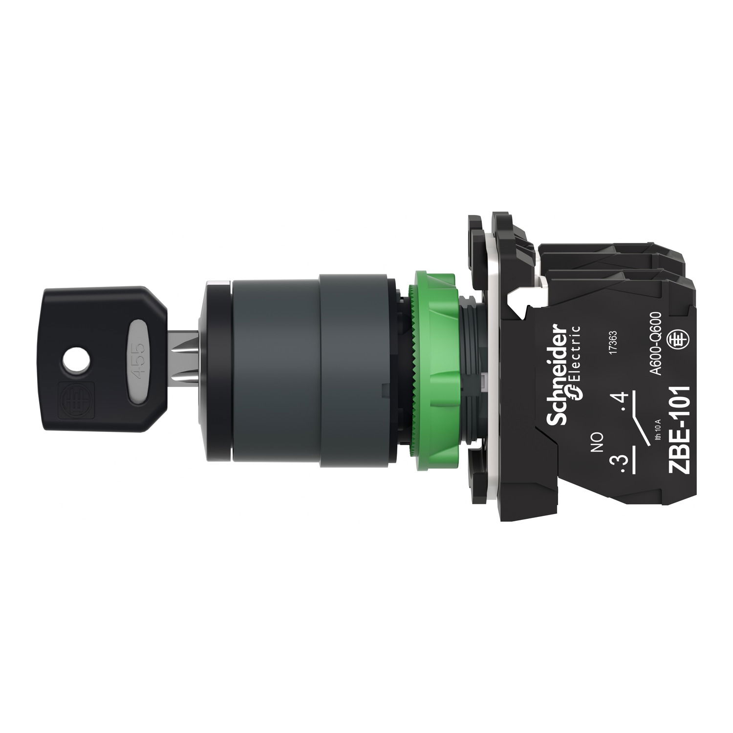 Harmony XB5, Key switch selector, plastic, black, Ø22, key n°455, 3 positions, stay put, 2 NO – Image 7 of 9