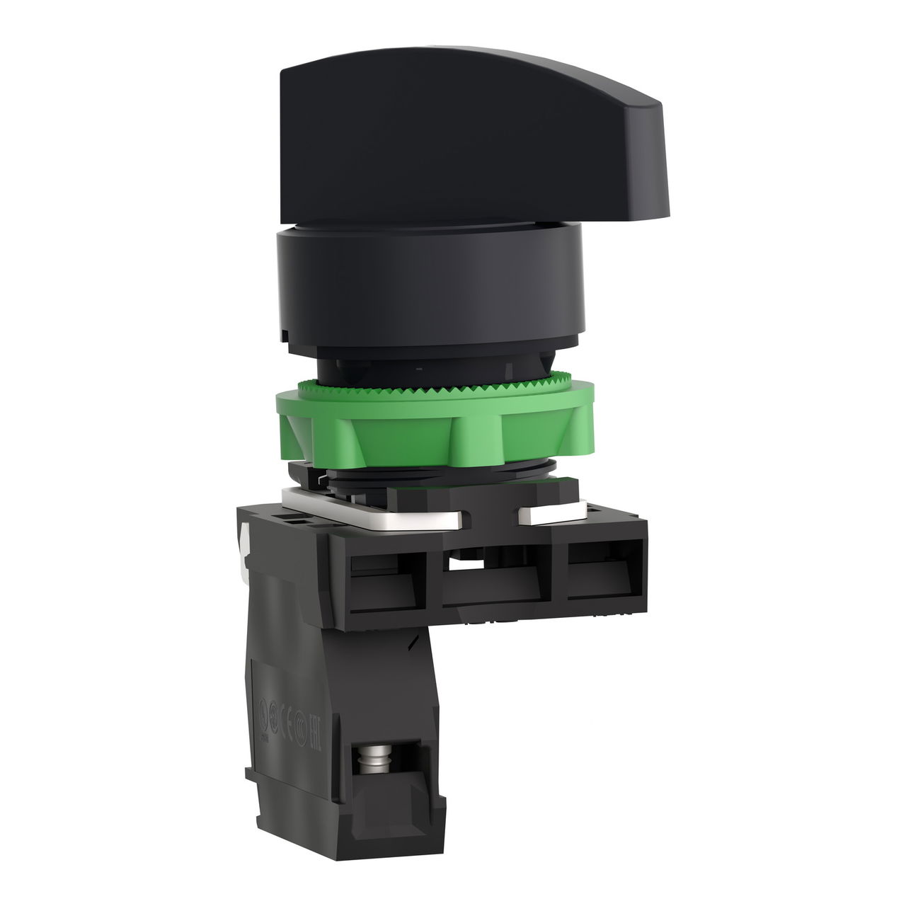 Selector switch, plastic, black, Ø22, long handle, 2 positionsn stay put, 1 NO – Image 3 of 9