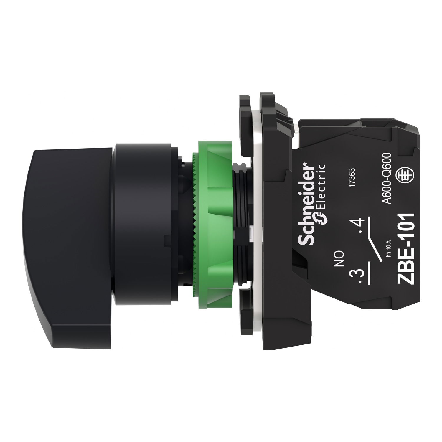 Selector switch, plastic, black, Ø22, long handle, 2 positionsn stay put, 1 NO – Image 7 of 9