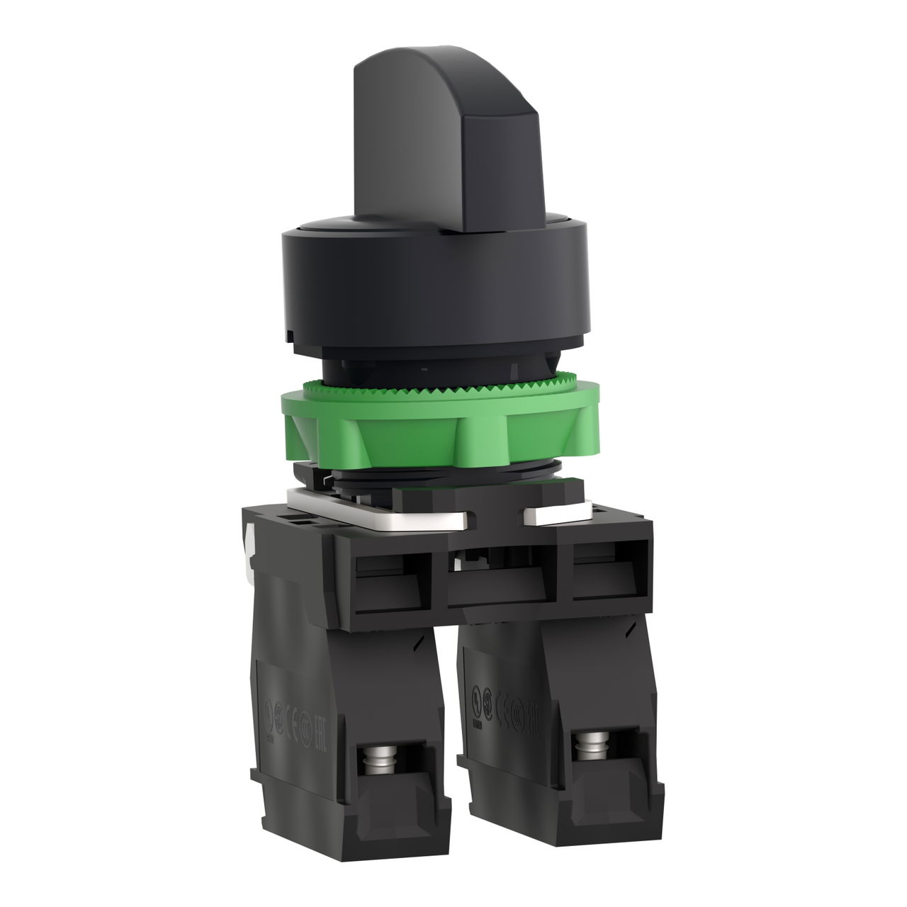 Harmony XB5, Selector switch, plastic, black, Ø22, long handle, 3 positions, stay put, 2 NO – Image 3 of 9