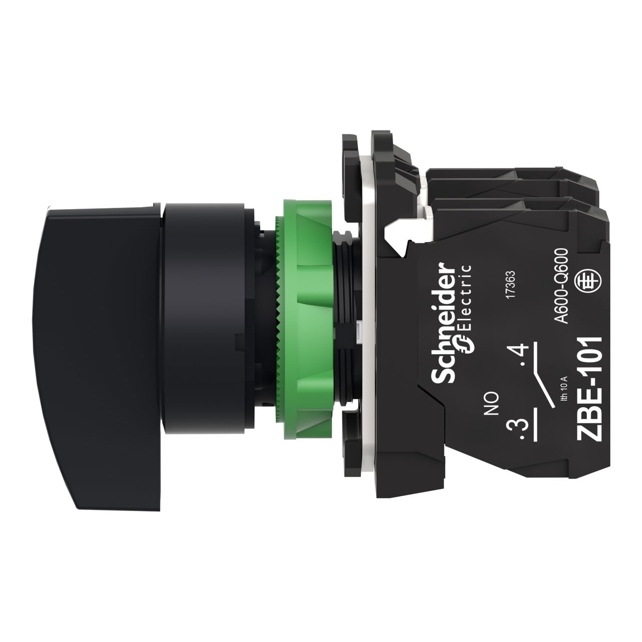 Harmony XB5, Selector switch, plastic, black, Ø22, long handle, 3 positions, stay put, 2 NO – Image 7 of 9