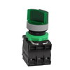 Illuminated selector switch, Harmony XB5, grey bezel, green handle, 22mm, universal LED, 2 positions, 1NO + 1NC, 24V AC DC