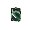 Illuminated selector switch, Harmony XB5, grey bezel, green handle, 22mm, universal LED, 2 positions, 1NO + 1NC, 24V AC DC