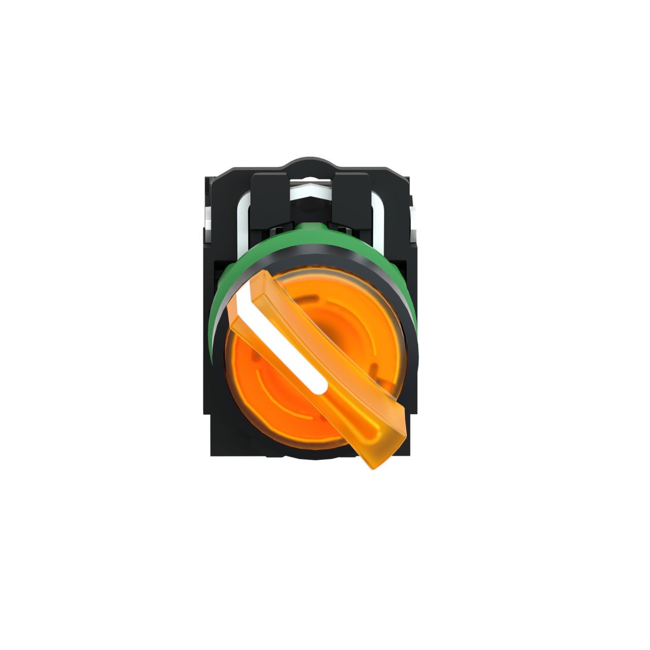 Illuminated selector switch, Harmony XB5, grey plastic, orange handle, 22mm, universal LED, 2 positions, 1NO + 1NC, 230...240V AC – Image 3 of 8