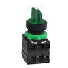 Illuminated selector switch, Harmony XB5, grey plastic, green handle, 22mm, 3 positions, universal LED, 1NO + 1NC, 24V AC DC