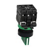 Illuminated selector switch, Harmony XB5, grey plastic, green handle, 22mm, 3 positions, universal LED, 1NO + 1NC, 24V AC DC