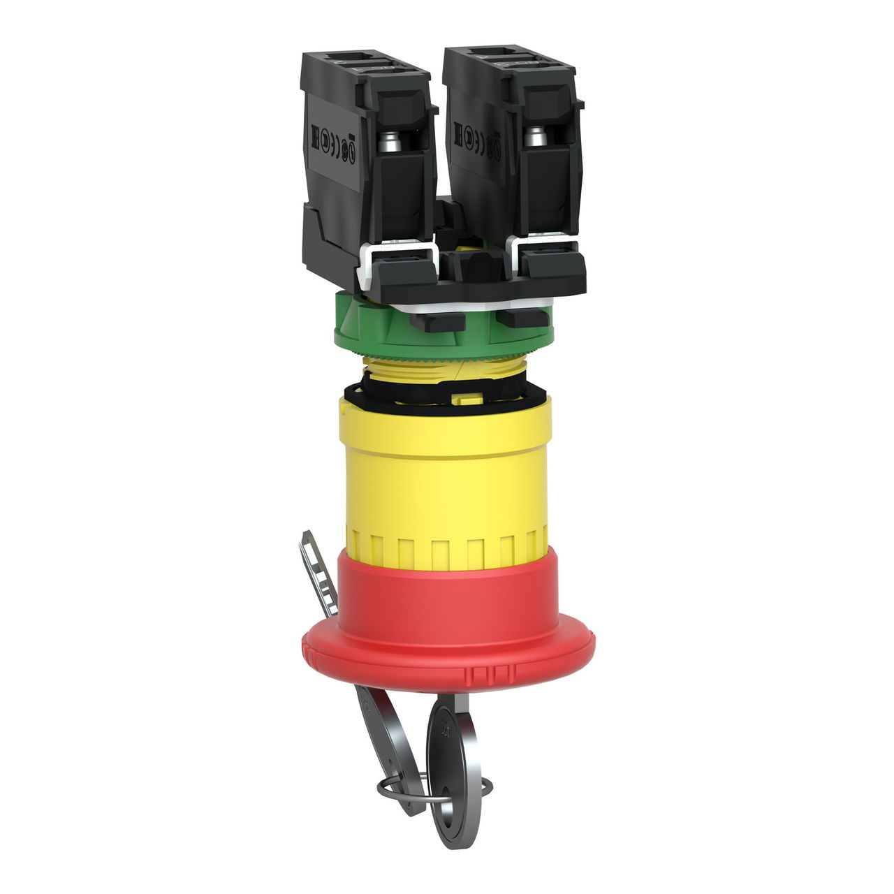 Harmony XB5, Emergency stop switching off, plastic, red mushroom Ø40, Ø22 trigger latching key release, 1 NO + 1 NC – Image 5 of 9