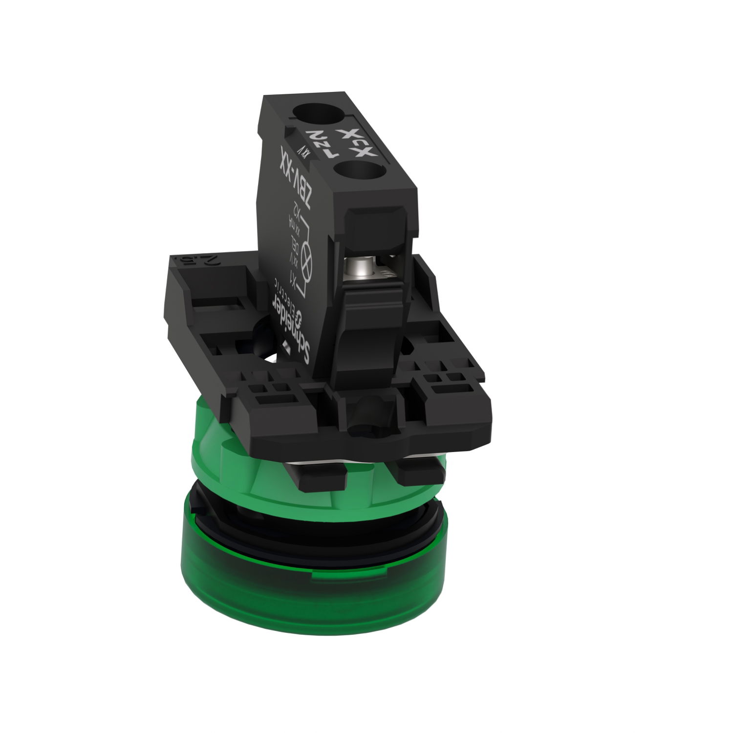 Pilot light, Harmony XB5, grey plastic, green, 22mm, universal LED, plain lens, 24V AC DC – Image 4 of 8