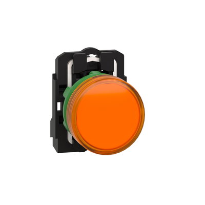 Pilot light, Harmony XB5, grey plastic, orange, 22mm, universal LED, plain lens, 24V AC DC