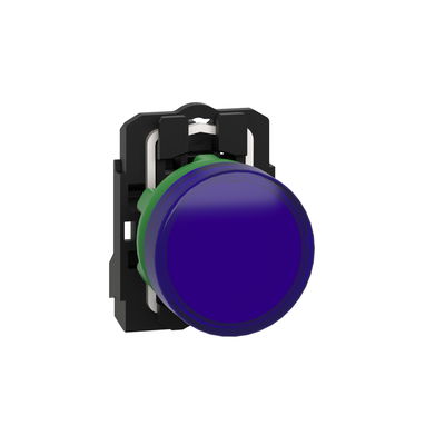 Pilot light, Harmony XB5, grey plastic, blue, 22mm, universal LED, plain lens, 24V AC DC