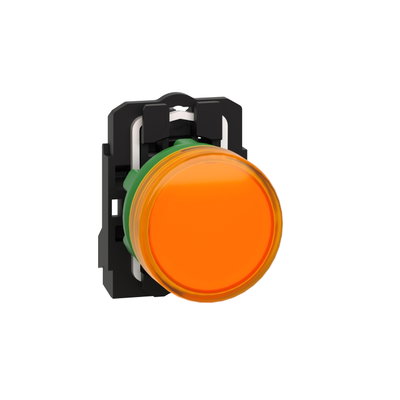Pilot light, Harmony XB5, grey plastic, orange, 22mm, universal LED, plain lens, 110…120V AC