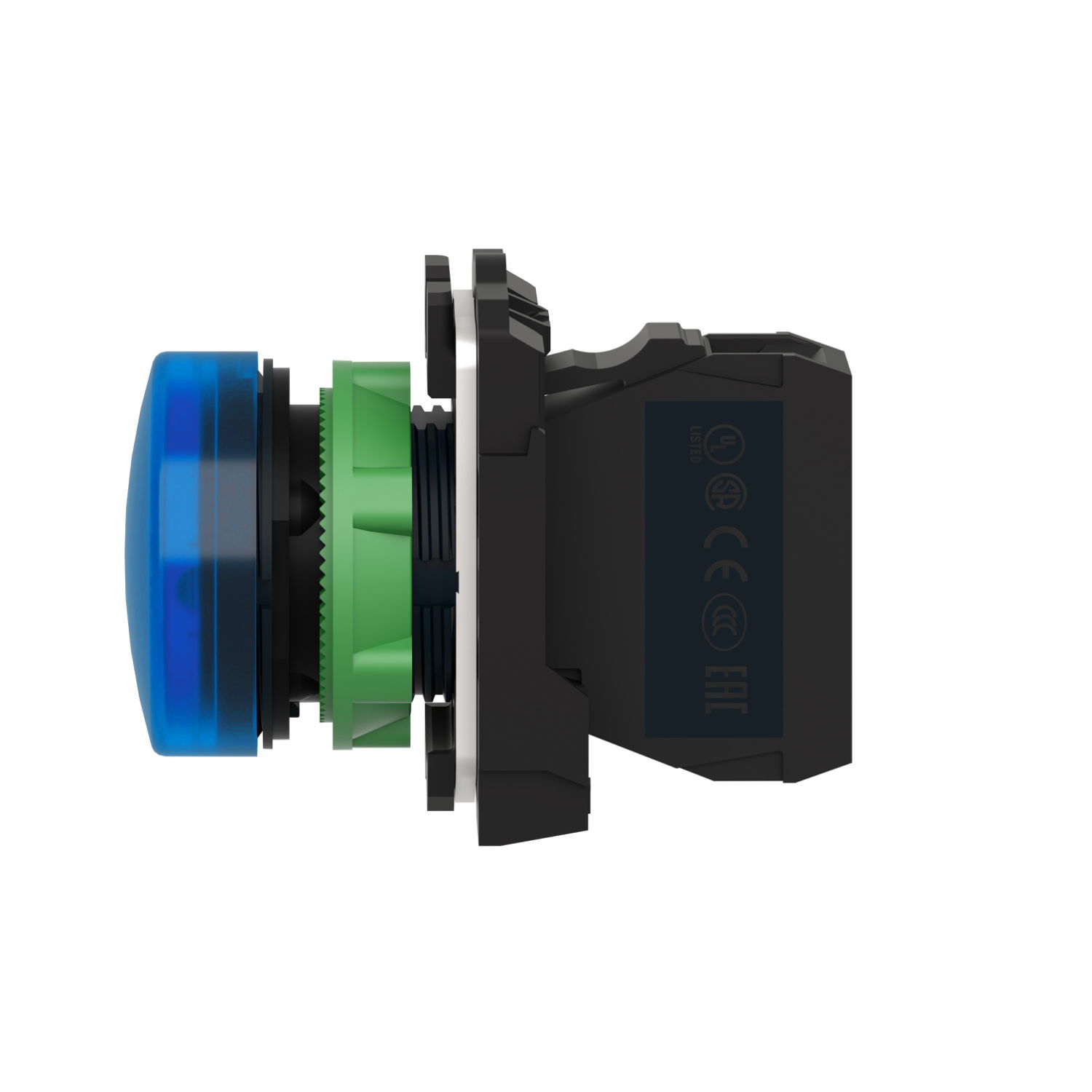 Pilot light, Harmony XB5, grey plastic, blue, 22mm, universal LED, plain lens, 230...240V AC – Image 2 of 4