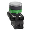 Illuminated push button, Harmony XB5, plastic, white flush, 22mm, universal LED, plain lens, 1NO, 24V AC DC