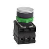 Illuminated push button, Harmony XB5, plastic, white flush, 22mm, universal LED, plain lens, 1NO + 1NC, 24V AC DC