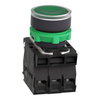 Illuminated push button, Harmony XB5, plastic, green flush, 22mm, universal LED, plain lens, 2NO, 24V AC DC