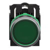 Illuminated push button, Harmony XB5, plastic, green flush, 22mm, universal LED, plain lens, 2NO, 24V AC DC