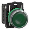 Illuminated push button, Harmony XB5, plastic, green flush, 22mm, universal LED, plain lens, 2NO, 24V AC DC