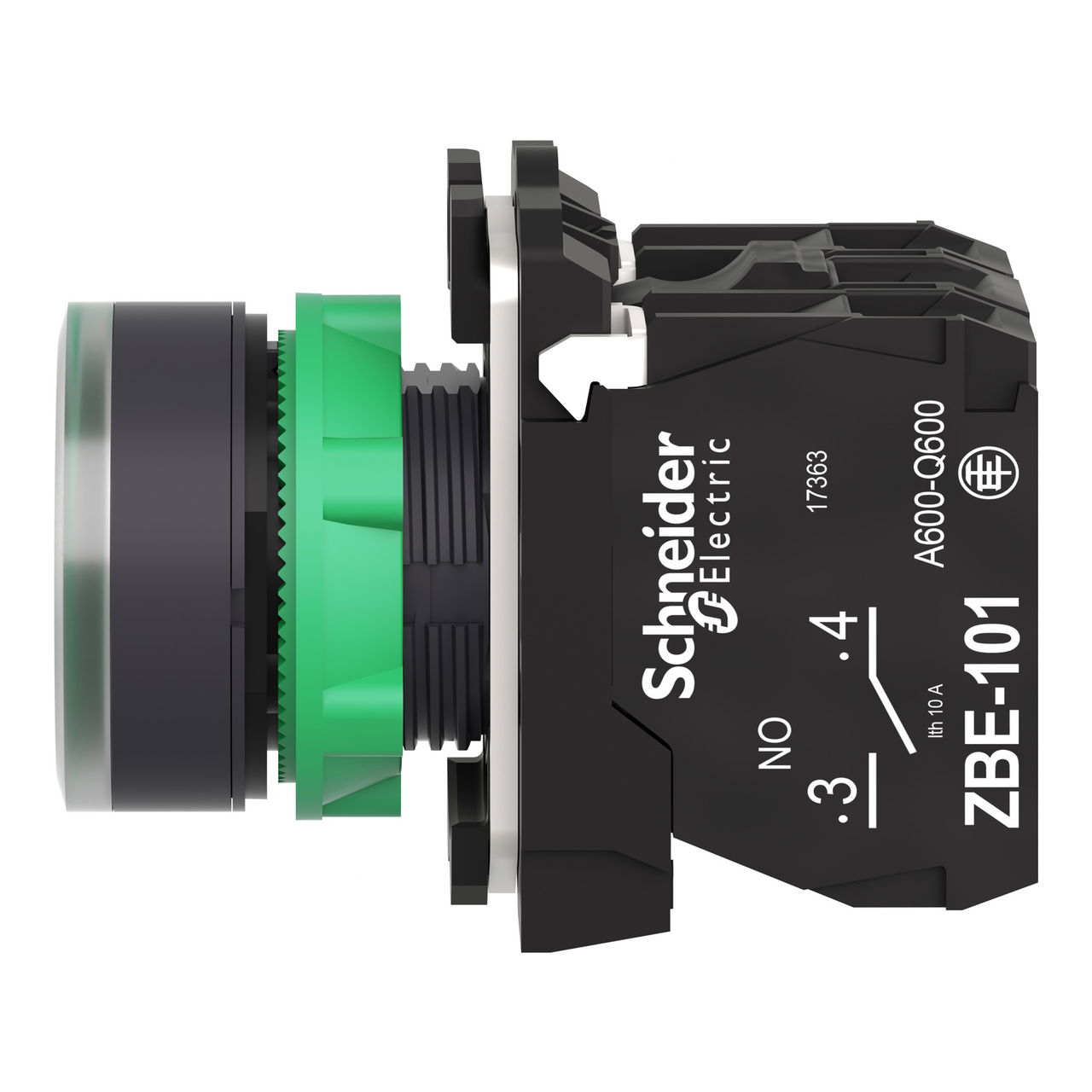 Illuminated push button, Harmony XB5, plastic, green flush, 22mm, universal LED, plain lens, 2NO, 24V AC DC – Image 7 of 9