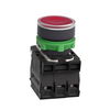 Illuminated push button, Harmony XB5, plastic, red flush, 22mm, universal LED, plain lens, 1NO + 1NC, 24V AC DC