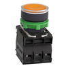 Illuminated push button, Harmony XB5, plastic, orange flush, 22mm, universal LED, plain lens, 1NO + 1NC, 24V AC DC