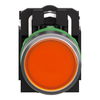 Illuminated push button, Harmony XB5, plastic, orange flush, 22mm, universal LED, plain lens, 1NO + 1NC, 24V AC DC
