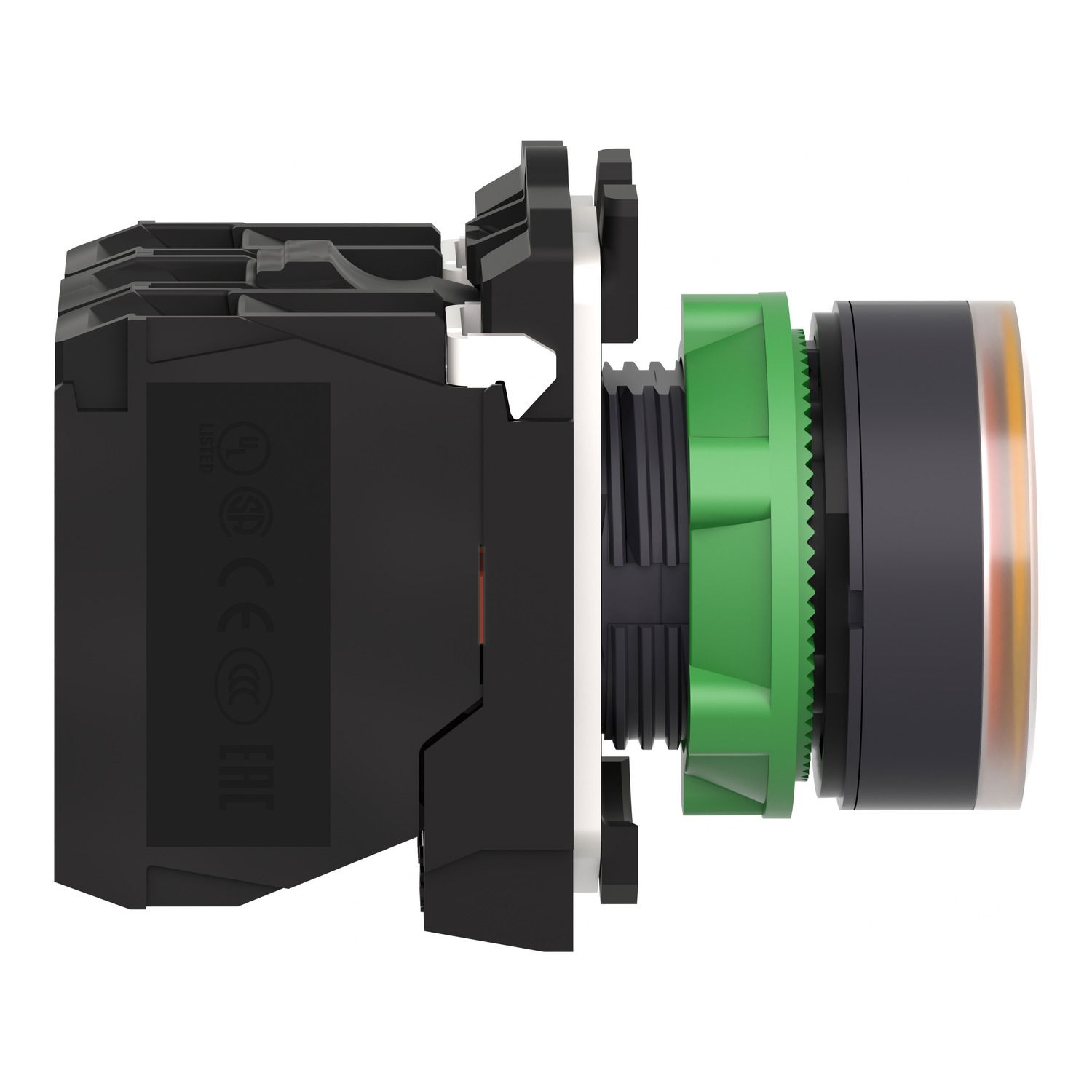 Illuminated push button, Harmony XB5, plastic, orange flush, 22mm, universal LED, plain lens, 1NO + 1NC, 230...240V AC – Image 3 of 6