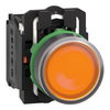 Illuminated push button, Harmony XB5, plastic, orange flush, 22mm, universal LED, plain lens, 1NO + 1NC, 230...240V AC