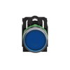 Illuminated push button, Harmony XB5, plastic, blue flush, 22mm, universal LED, plain lens, 1NO + 1NC, 24V AC DC