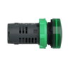 Monolithic pilot light, Harmony XB5, grey plastic, green, 22mm, universal LED, plain lens, 24V AC DC
