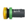 Pilot light, Harmony XB5, grey plastic, yellow, 22mm, universal LED, plain lens, 24V AC DC