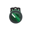 Illuminated selector switch, Harmony XB5, grey plastic, green handle, 30mm, universal LED, 2 positions, 1NO + 1NC, 24V AC DC