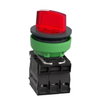 Illuminated selector switch, Harmony XB5, grey plastic, red handle, 30mm, universal LED, 2 positions, 1NO + 1NC, 24V AC DC