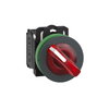 Illuminated selector switch, Harmony XB5, grey plastic, red handle, 30mm, universal LED, 2 positions, 1NO + 1NC, 24V AC DC