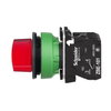Illuminated selector switch, Harmony XB5, grey plastic, red handle, 30mm, universal LED, 2 positions, 1NO + 1NC, 24V AC DC