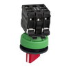 Illuminated selector switch, Harmony XB5, grey plastic, red handle, 30mm, universal LED, 2 positions, 1NO + 1NC, 24V AC DC