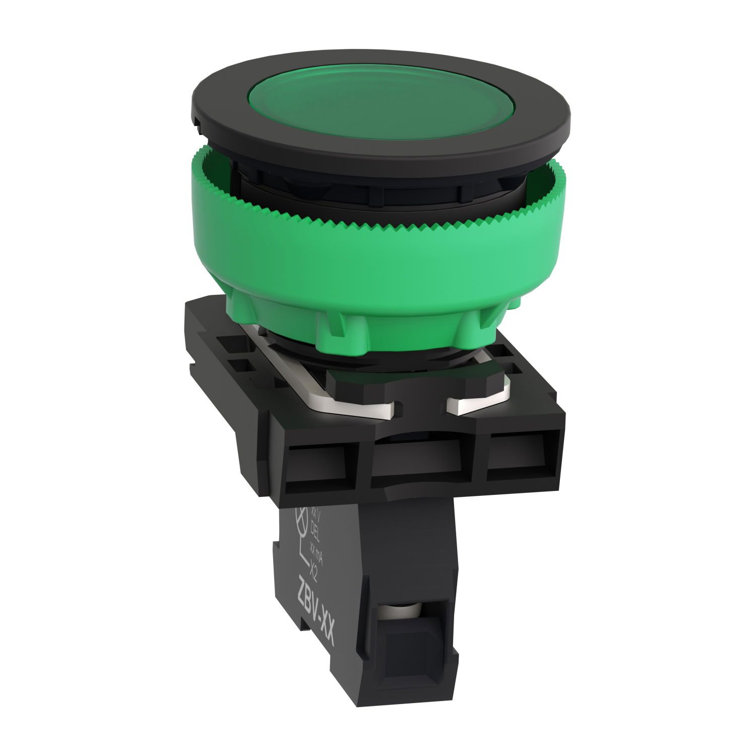 Pilot light, Harmony XB5, antimicrobial, grey plastic, green flush mounted, 30mm, universal LED, plain lens, 24V AC DC – Image 3 of 10