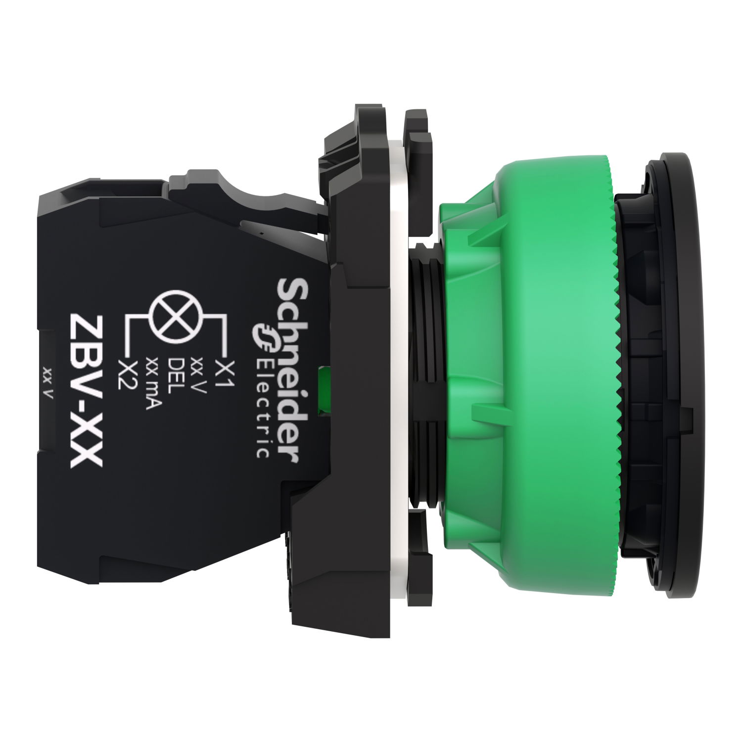 Pilot light, Harmony XB5, antimicrobial, grey plastic, green flush mounted, 30mm, universal LED, plain lens, 24V AC DC – Image 6 of 10